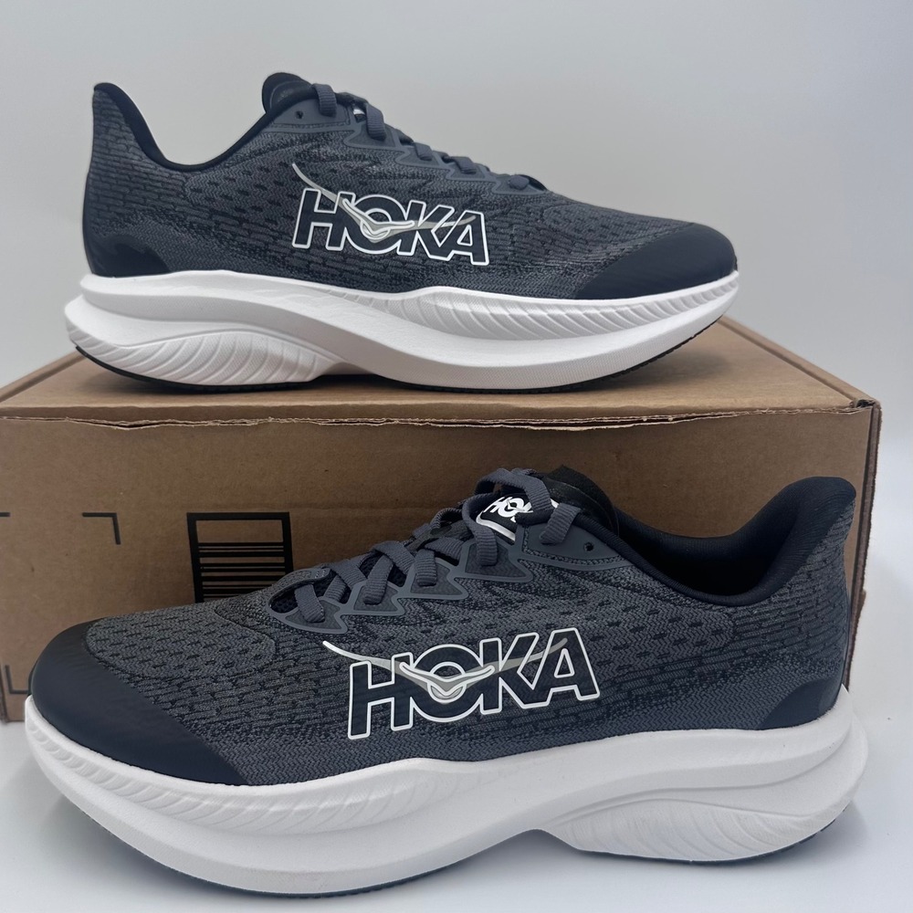 HOKA Mach 6 Running Shoes Mens 7 Black White Sneakers 1147553 BWHT Excellent